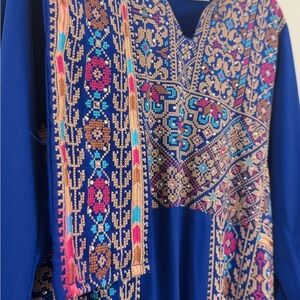 Elegant Blue Embroidered Wedding Dress